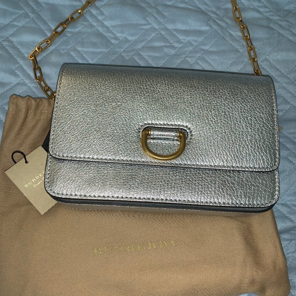 BURBERRY Leather D-Ring Metallic Crossbody Bag